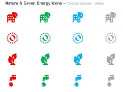 Green leave tap nature safety ppt icons graphics