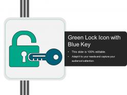 Green Lock Icon With Blue Key