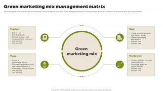 Green Marketing Mix Management Matrix