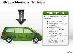 Green minivan side view powerpoint presentation slides