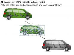 Green minivan side view powerpoint presentation slides db