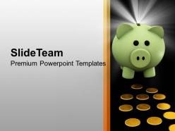 Green piggy bank with coins investment powerpoint templates ppt themes and graphics 0213