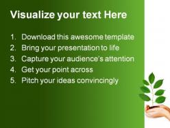 Green plant in hands nature powerpoint templates and powerpoint backgrounds 0611