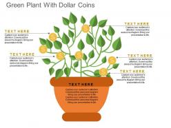 Green plant with dollar coins flat powerpoint design