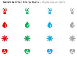 Green power source hydro power solar energy recycling ppt icons graphics