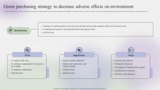 Green Purchasing Strategy To Decrease Adverse Effects Steps To Create Effective Strategy SS V