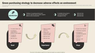 Green Purchasing Strategy To Decrease Adverse Effects Strategic Sourcing In Supply Chain Strategy SS V