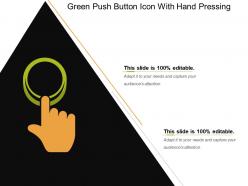 Green push button icon with hand pressing