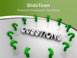 Green question marks around word question powerpoint templates ppt themes and graphics 0313