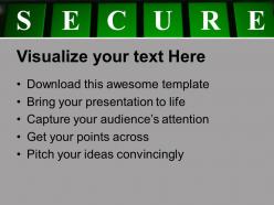 Green secure word on keyboard powerpoint templates ppt themes and graphics 0213