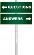 Green signpost with question and answer stock photo