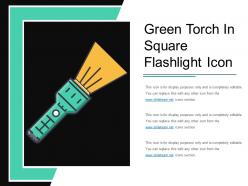Green torch in square flashlight icon