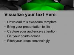 Green umbrella standing out from black umbrellas powerpoint templates ppt themes and graphics 0113