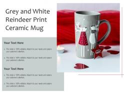 Grey and white reindeer print ceramic mug