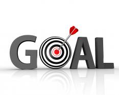 Grey graphic of goal dart with arrow stock photo