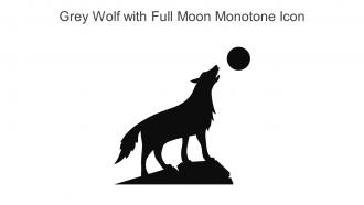 Grey Wolf With Full Moon Monotone Icon In Powerpoint Pptx Png And Editable Eps Format