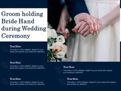Groom holding bride hand during wedding ceremony