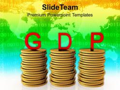 Gross domestic product on dollar coins powerpoint templates ppt themes and graphics 0213