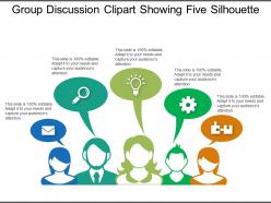 Group discussion clipart showing five silhouette