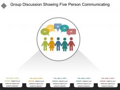 Group discussion showing five person communicating