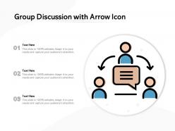 Group discussion with arrow icon