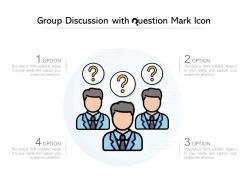 Group discussion with question mark icon