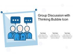 Group discussion with thinking bubble icon
