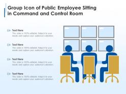 Group icon of public employee sitting in command and control room