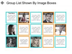 Group list shown by image boxes