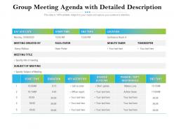 Group meeting agenda with detailed description