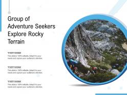 Group of adventure seekers explore rocky terrain