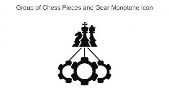 Group Of Chess Pieces And Gear Monotone Icon In Powerpoint Pptx Png And Editable Eps Format