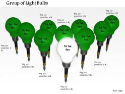Group of green bulbs with white leader bulb