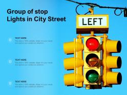 Group of stop lights in city street