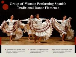 Group of women performing spanish traditional dance flamenco