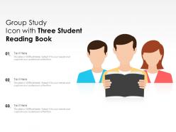 Group study icon with three student reading book