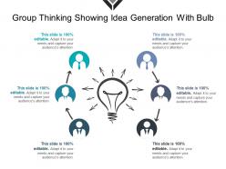 Group thinking showing idea generation with bulb