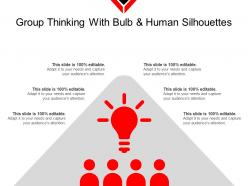 Group thinking with bulb and human silhouettes