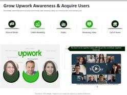 Grow upwork awareness and acquire users upwork investor funding elevator ppt rules