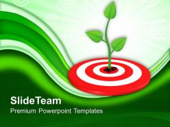 Growing green plant on target powerpoint templates ppt themes and graphics 0113