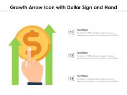 Growth arrow icon with dollar sign and hand