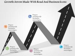 Growth arrow made with road and business icons flat powerpoint design