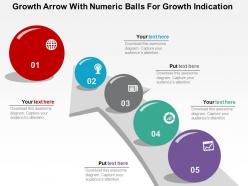 Growth arrow with numeric balls for growth indication flat powerpoint design