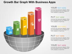Growth bar graph with business apps flat powerpoint design