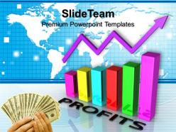 Growth bar graphs powerpoint templates profits marketing ppt process