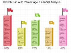 Growth bar with percentage financial analysis flat powerpoint design