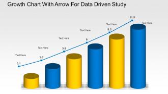 Growth chart with arrow for data driven study powerpoint slides