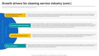 Growth Drivers For Cleaning Service Industry Janitorial Service Business Plan BP SS Unique Downloadable