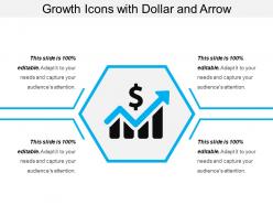 Growth icons with dollar and arrow