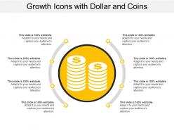 Growth icons with dollar and coins